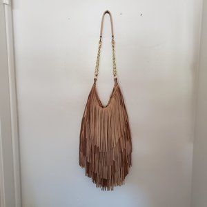 Monserat De Lucca Nude Leather Fringe Bag